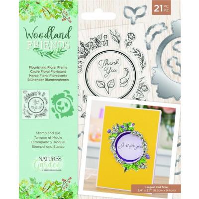 Crafter's Companion Woodland Friends Stamp & Die - Flourishing Floral Frame